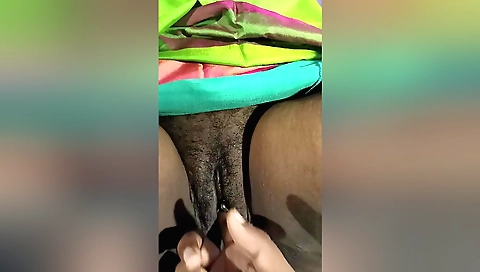 Indian girl shows her hairy pussy to her stepbrother