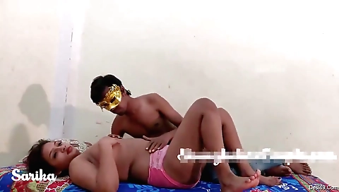 Gorgeous amateur brunette giving her bestie a nice handjob