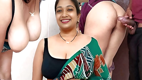 Indian woman with natural tits sucks and masturbates