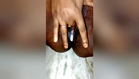 Hairy Indian girl is stripping naked and getting off