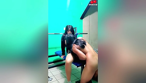 Indian slut in a red bikini with a large ass fucking