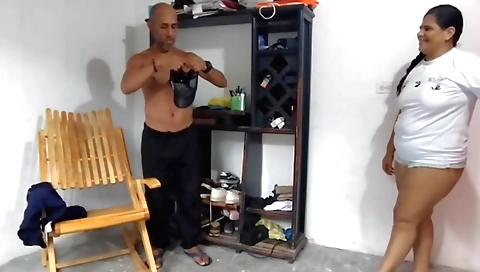 Busty stepmother fucked in my room on a kitchen chair