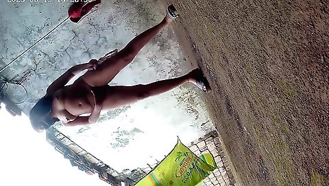 Cute hot brunette in the kitchen is getting fucked