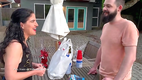 Brunette Indian actress seduces a man with her sexy body