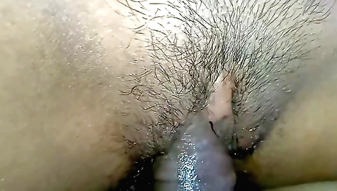 Indian girl with a hairy pussy rides her lover's dick