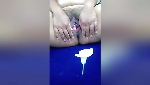 Mature asian beauty masturbating in her living room