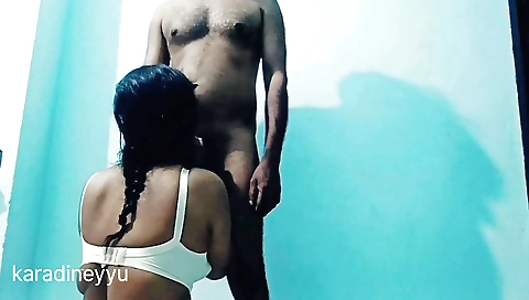 Brunette bhabhi suck step brother's dick on web camera