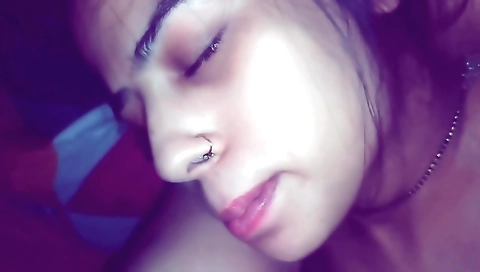 Sexy brunette playing with big cock in the bedroom