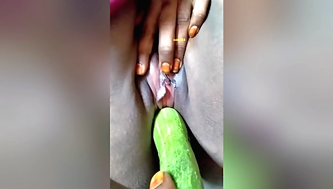 Desi Sexy Stepsister Home Alone Masturbating Cucumber