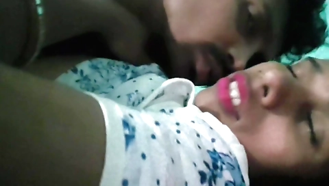 Indian amateur brunette plays with her husband's dick