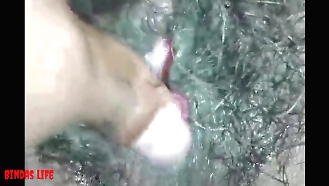 Hairy indian amateur girl in a bikini enjoys fucked on the sofa