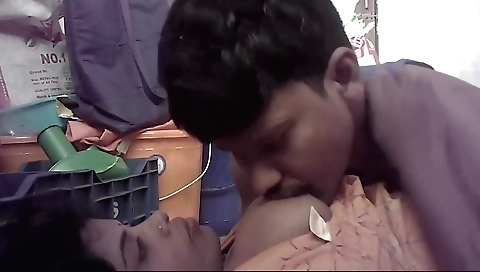 Hot Indian wife with big boobs is giving a blowjob