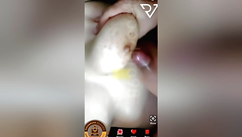 Chubby brunette with big tits gets fucked on webcam