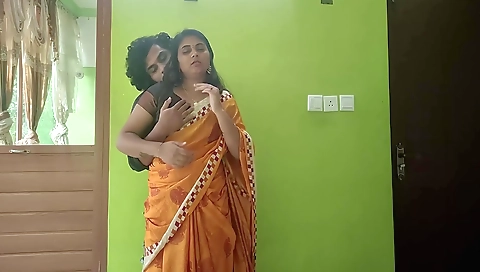 Indian brunette with a nice face is kissed by her boyfriend