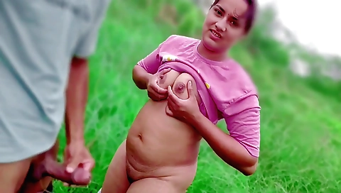 Indian girl gets her tight pussy fucked in the jungle