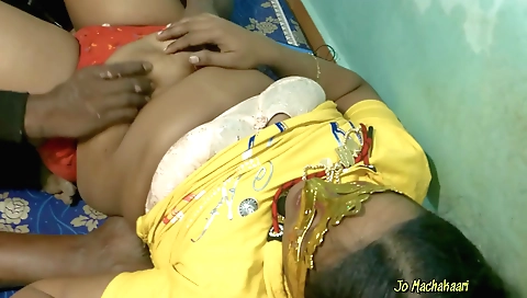 Indian wife with a sexy lingerie plays with her boyfriend