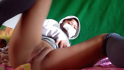 Sexy brunette teen student having fun with her stepbrother